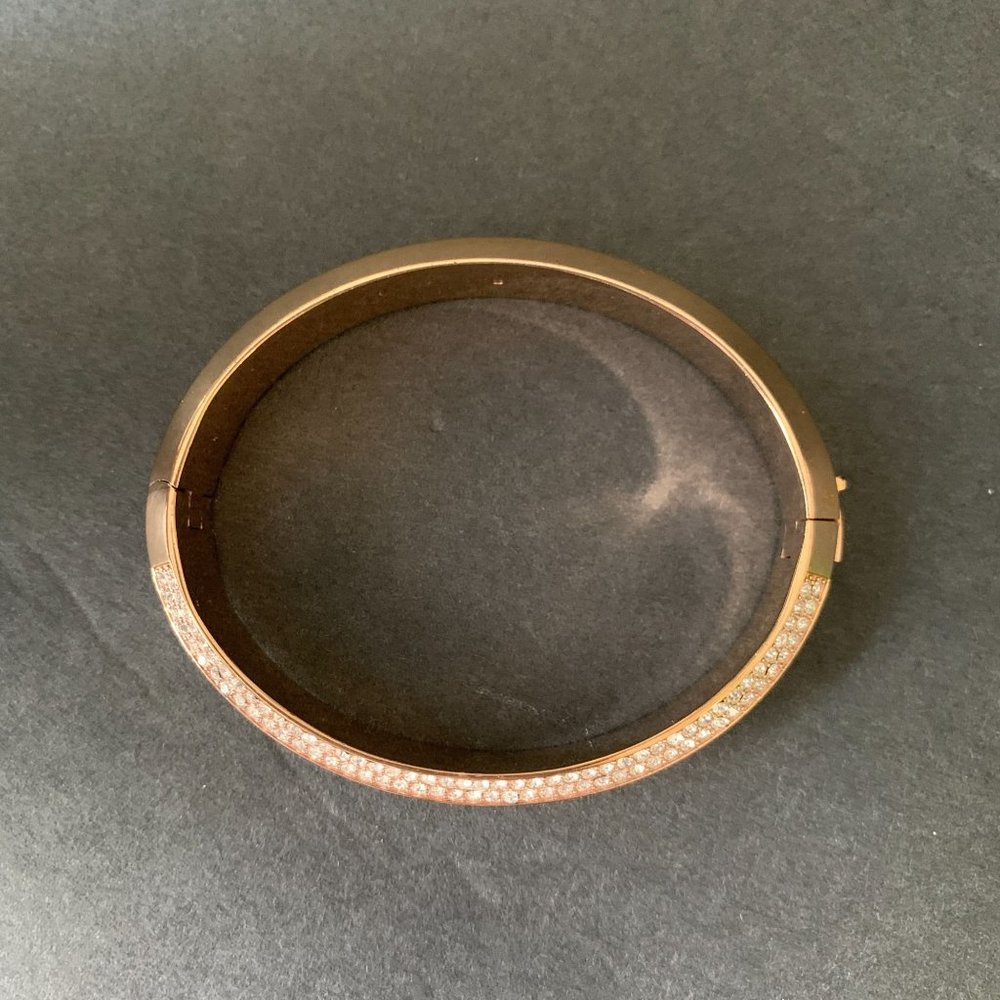 Michael Kors Brilliance Pave Logo Plaque Hinged Bangle Bracelet - Picture 3 of 16
